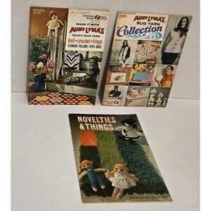 RARE Aunt Lydia Lot of 3 Rug Yarn Crochet Knit Novelties & Things Books